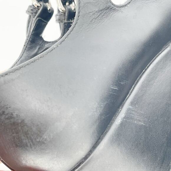 Miu Miu Black Leather Double Mary Jane Platform Wedge Sneakers size IT 39 - Picture 9 of 14